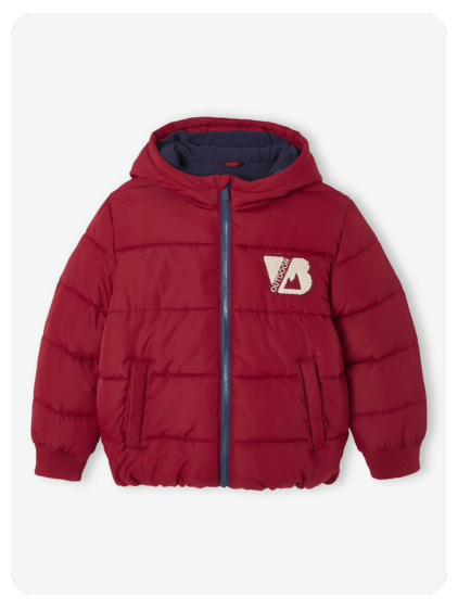 Jungen Steppjacke im College-Stil mit Recycling-Polyester - bordeaux